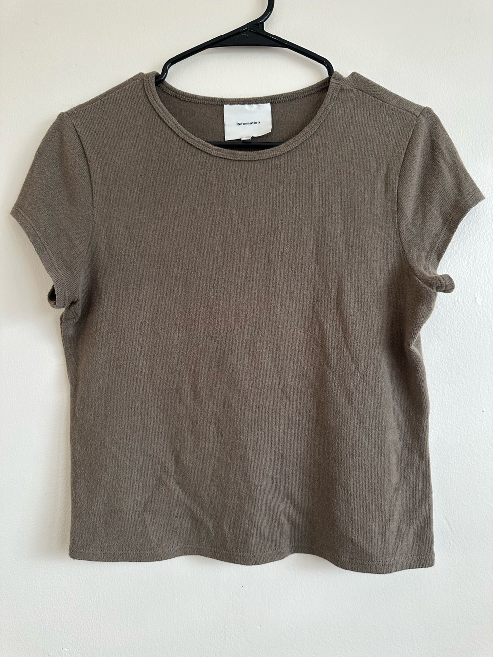 Reformation Olive-Brown Crewneck Short Sleeve Tee soft Size M